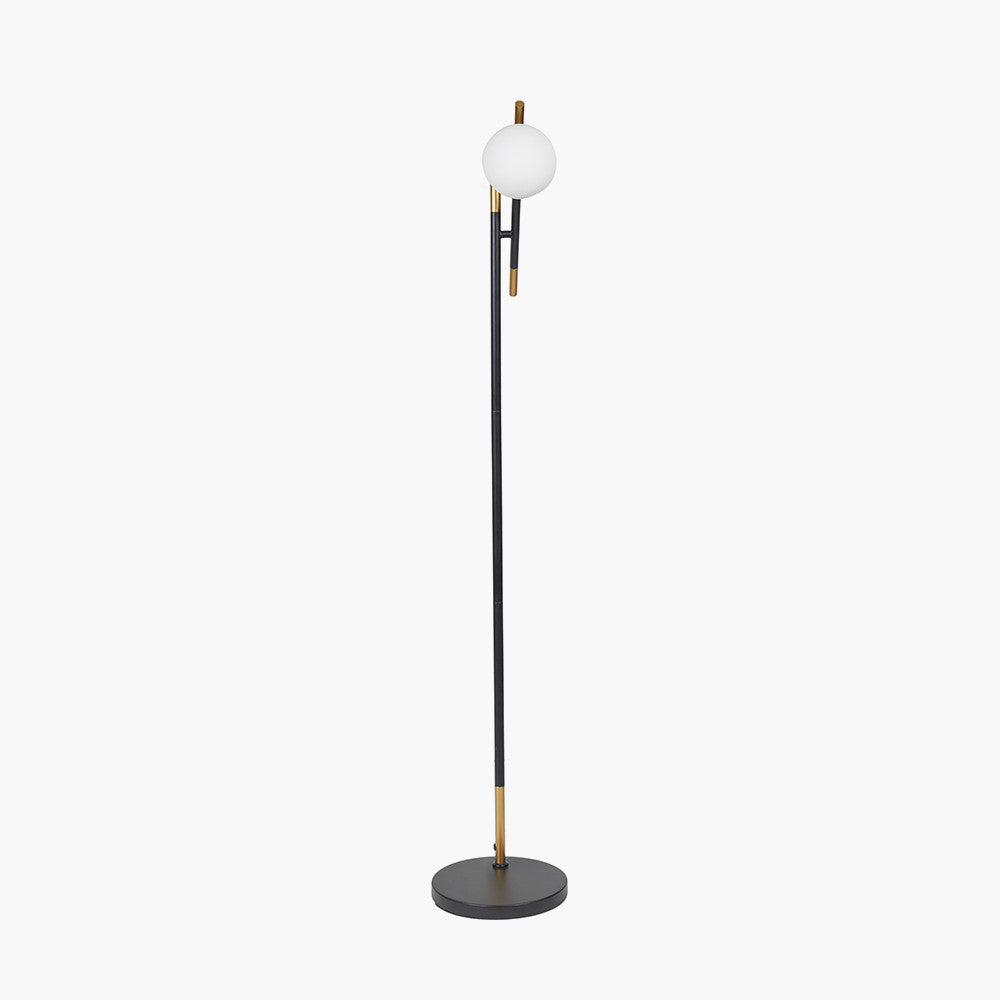 Wanda White Orb & Black Metal Floor Lamp